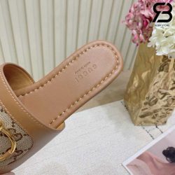 Dép Gucci Slide Sandal With Horsebit Light Brown Nâu Best Quality