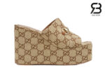 Dép Gucci Wedge Sandal With Horsebit Nâu Best Quality