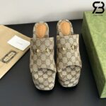 Dép Gucci Wedge Sandal With Horsebit Nâu Best Quality