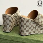 Dép Gucci Wedge Sandal With Horsebit Nâu Best Quality