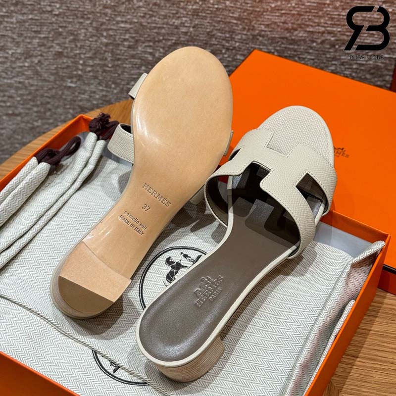 Dép Hermes Oasis Sandal Craie Epsom Best Quality