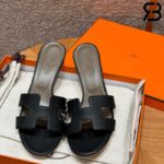 Dép Hermes Oasis Sandal Noir Etoupe Epsom Best Quality