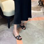 Dép Hermes Oasis Sandal Noir Etoupe Epsom Best Quality
