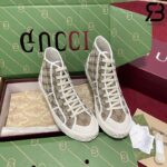 Giày Gucci High Top GG Sneaker Beige Ebony Canvas Kem Best Quality