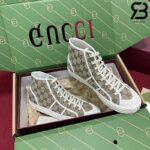 Giày Gucci High Top GG Sneaker Beige Ebony Canvas Kem Best Quality