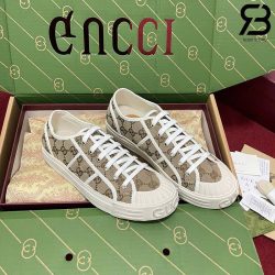 Giày Gucci Low Top GG Sneaker Beige Ebony Canvas Nâu Best Quality
