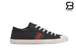 Giày Gucci Low Top GG Sneaker Julio Black Canvas Đen Best Quality
