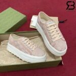 Giày Gucci Tennis 1977 Platform GG Canvas Vintage Hồng Best Quality