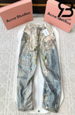 Quần Acne Studios 2006F Goth Twisted Leg White Green Best Quality