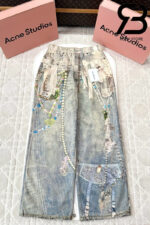 Quần Acne Studios Goth Loose Fit Jeans 1981 White Green Best Quality