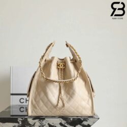 Túi Chanel 25 Medium Beige Màu Kem Da Caviar 40CM Best Quality