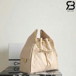 Túi Chanel 25 Medium Beige Màu Kem Da Caviar 40CM Best Quality