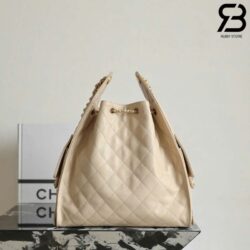 Túi Chanel 25 Medium Beige Màu Kem Da Caviar 40CM Best Quality