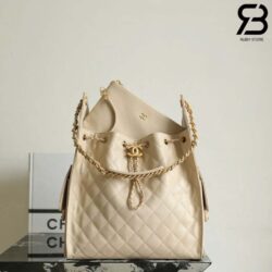 Túi Chanel 25 Medium Beige Màu Kem Da Caviar 40CM Best Quality