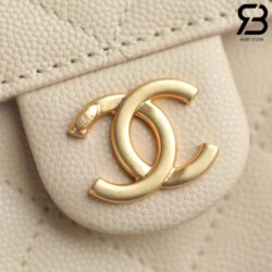 Túi Chanel 25 Medium Beige Màu Kem Da Caviar 40CM Best Quality