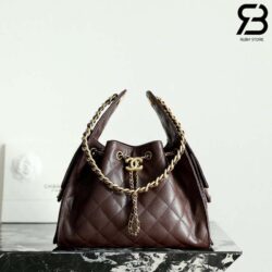 Túi Chanel 25 Small Dark Brown Da Caviar 30CM Nâu Đậm Best Quality