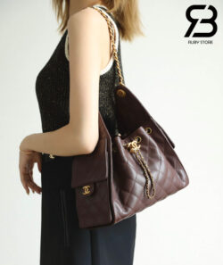 Túi Chanel 25 Small Dark Brown Da Caviar 30CM Nâu Đậm Best Quality