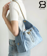 Túi Chanel 25 Small Washed Denim Light Blue 30CM Xanh Dương Best Quality