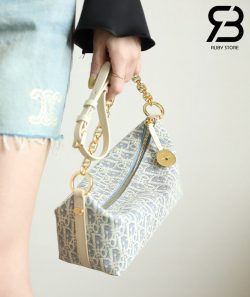 Túi Diorstar Hobo Bag with ChainBlue Oblique Chambray Best Quality