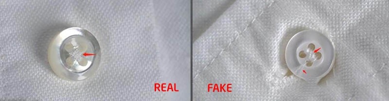 Cách phân biệt áo sơ mi Thom Browne chính hãng và fake qua cúc áo mắt mèo