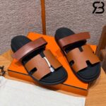 Dép Hermes Chypre Sandal Da Epsom Nâu Đen Best Quality