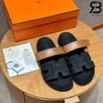Dép Hermes Chypre Sandal Da Calfskin Sewing Đen Best Quality - Ảnh 3