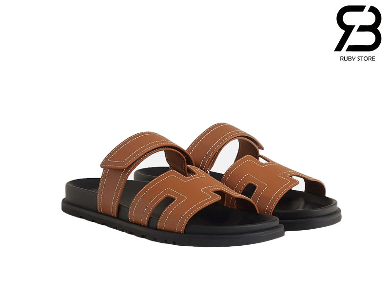 Dép Hermes Chypre Sandal Da Calfskin Sewing Nâu Best Quality Dép Hermes Chypre Sandal Da Calfskin Sewing Nâu Best Quality
