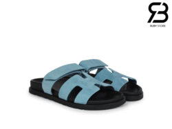 Dép Hermes Chypre Sandal Da Lộn Xanh Dương Best Quality