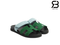 Dép Hermes Chypre Sandal Da Lộn Xanh Lá Xanh Dương Best Quality