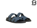 Dép Hermes Chypre Sandal Da Lộn Xanh Navy Best Quality
