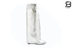 Giày Givenchy Shark Lock Biker Calfskin Bạc Da Trơn Best Quality