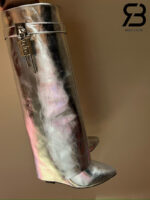 Giày Givenchy Shark Lock Biker Calfskin Bạc Da Trơn Best Quality