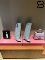 Giày Givenchy Shark Lock Biker Calfskin Xám Da Trơn Best Quality