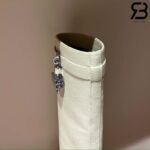 Giày Givenchy Shark Lock Biker Grained Calfskin Knee High Boots Màu Kem Best Quality