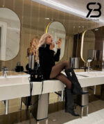 Giày Givenchy Shark Lock Biker Grained Calfskin Knee High Boots Màu Đen Best Quality