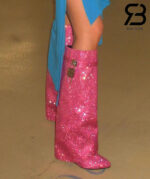 Giày Givenchy Shark Lock High Boots Sparkle Hồng Kim Tuyến Best Quality