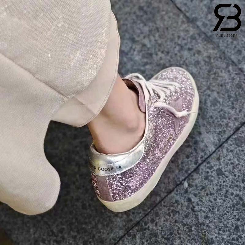Giày Golden Goose Super-Star LTD Glitter Sneakers Tím Kim Tuyến Best Quality