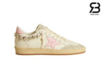 Giày Golden Goose Ball Star White Crystal Chain Trắng Hồng Best Quality