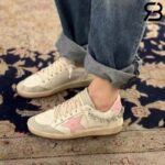 Giày Golden Goose Ball Star White Crystal Chain Trắng Hồng Best Quality