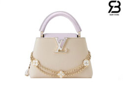 Túi LV Capucines Mini Daydream Màu Kem Dây Xíc Hình Hoa 21CM Best Quality