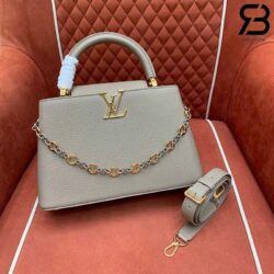 Túi LV Capucines MM Chain On Màu Xám 31CM Best Quality