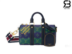 Túi LV Keepall Bandoulière 25 M25786 Blue Striped Monogram Heritage Best Quality