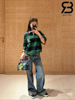 Túi LV Keepall Bandoulière 25 M25786 Blue Striped Monogram Heritage Best Quality