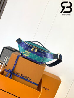 Túi LV Rush Bumbag M25783 Blue Striped Monogram Heritage Best Quality