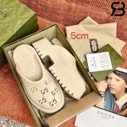 Dép Gucci Platform Perforated G Beige Màu Kem Best Quality
