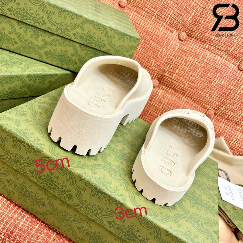 Dép Gucci Platform Perforated G Beige Màu Kem Best Quality