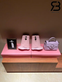 Giày Givenchy Shark Lock Biker Ankle Boots Pink Calfskin Màu Hồng Best Quality