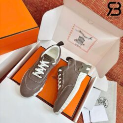 Giày Hermes Bouncing Sneaker Beige Canvas Kem Best Quality