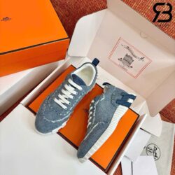 Giày Hermes Bouncing Sneaker Beige Canvas Kem Best Quality