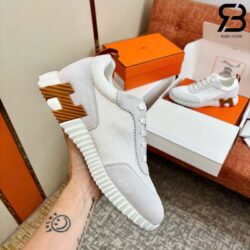Giày Hermes Bouncing Sneaker Blanc Mesh and Suede Trắng Best Quality